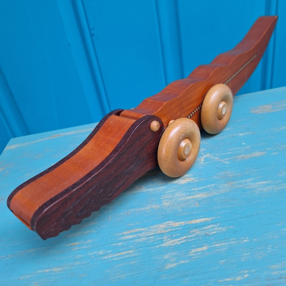Wood Alligator Mascot Crocodile Gator Lover Gift Handmade Wooden Toy Home Decor - Picture 3 of 15